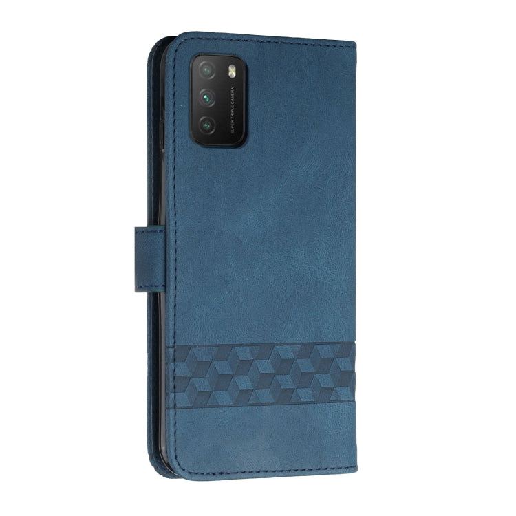 For Xiaomi Poco M3 Cubic Skin Feel Flip Leather Phone Case