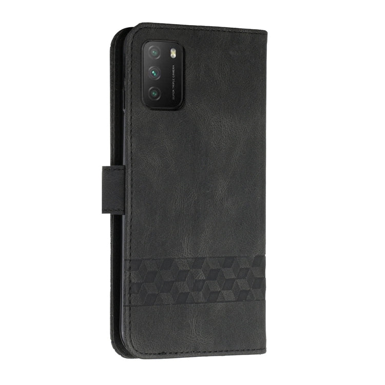 For Xiaomi Poco M3 Cubic Skin Feel Flip Leather Phone Case