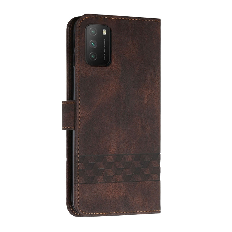 For Xiaomi Poco M3 Cubic Skin Feel Flip Leather Phone Case