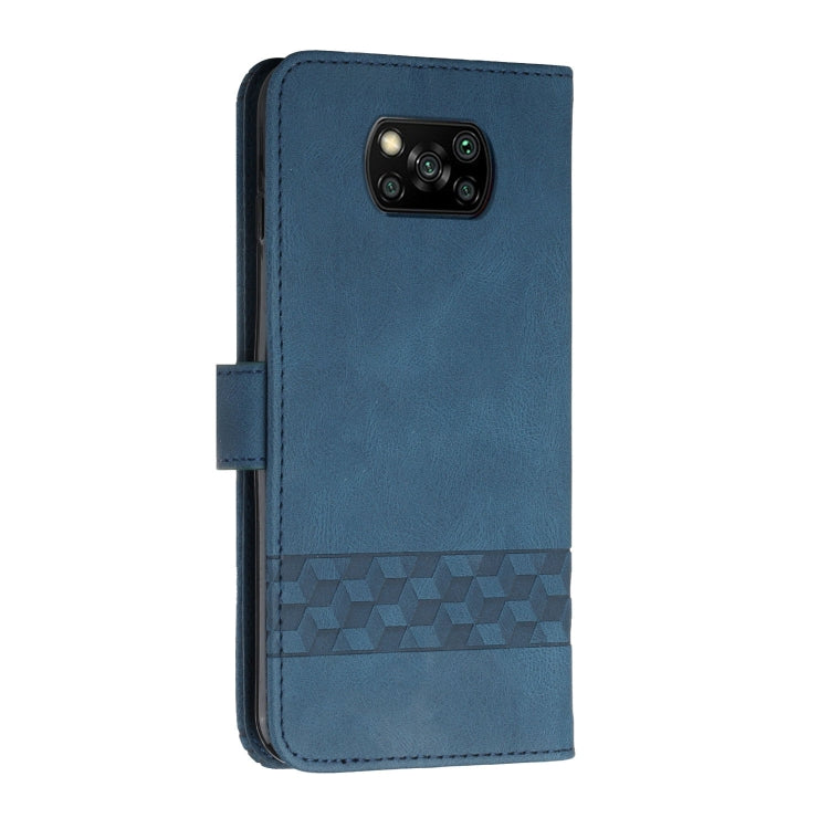 For Xiaomi Poco X3 NFC Cubic Skin Feel Flip Leather Phone Case