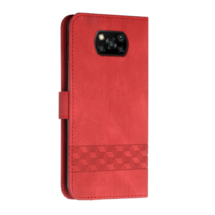 For Xiaomi Poco X3 NFC Cubic Skin Feel Flip Leather Phone Case