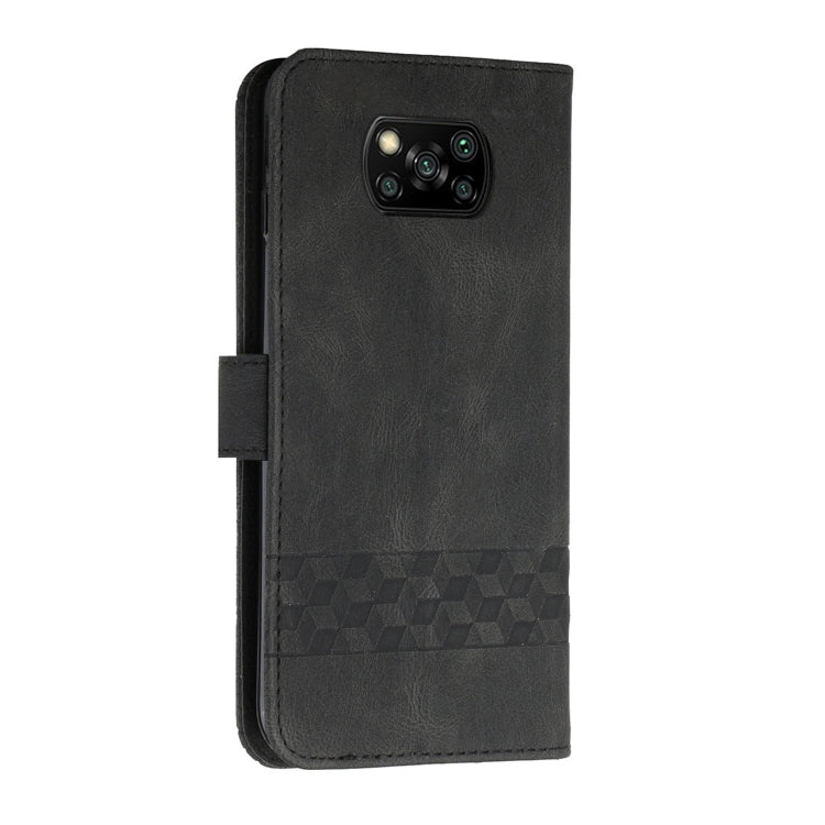 For Xiaomi Poco X3 NFC Cubic Skin Feel Flip Leather Phone Case