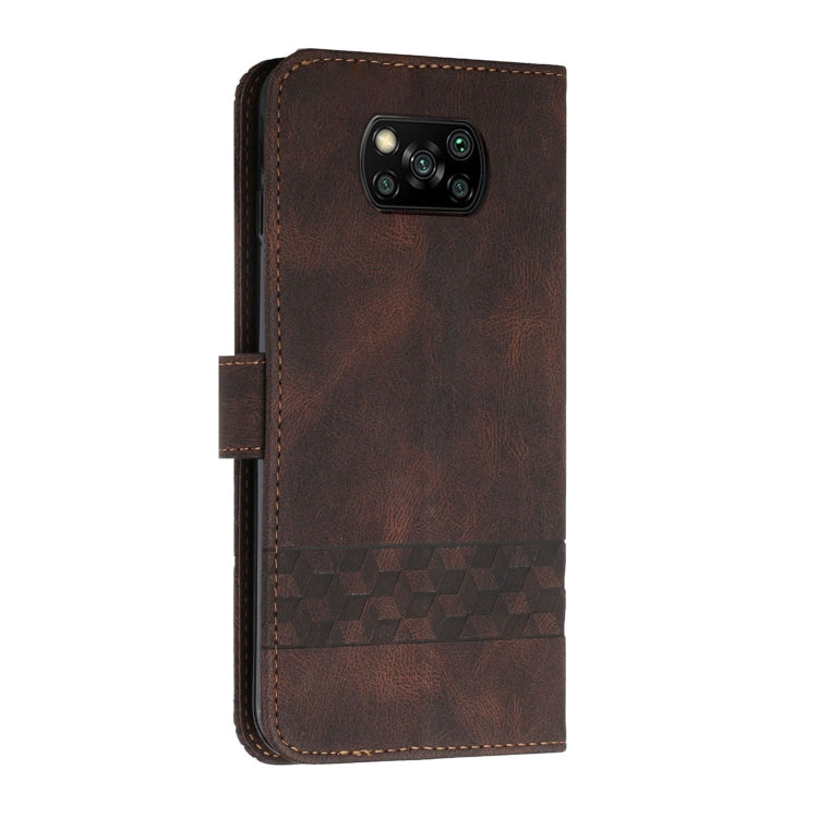 For Xiaomi Poco X3 NFC Cubic Skin Feel Flip Leather Phone Case