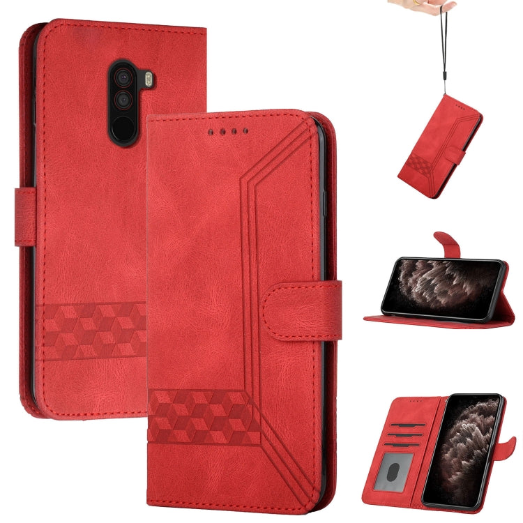For Xiaomi Pocophone F1 Cubic Skin Feel Flip Leather Phone Case