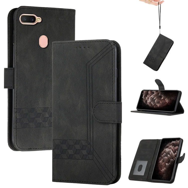 For OPPO A12 Cubic Skin Feel Flip Leather Phone Case