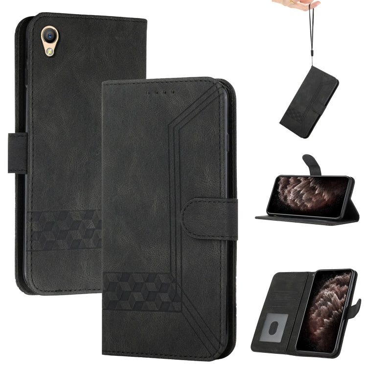 For OPPO A37 Cubic Skin Feel Flip Leather Phone Case