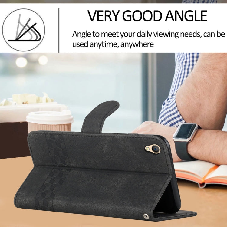 For OPPO A37 Cubic Skin Feel Flip Leather Phone Case