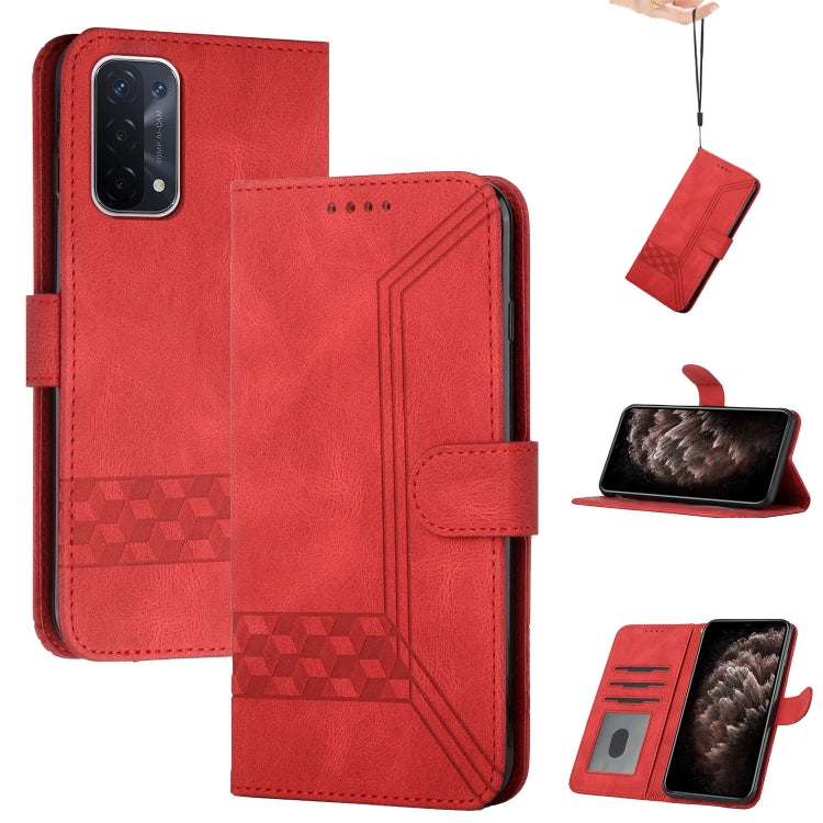 For OPPO A54 4G Cubic Skin Feel Flip Leather Phone Case