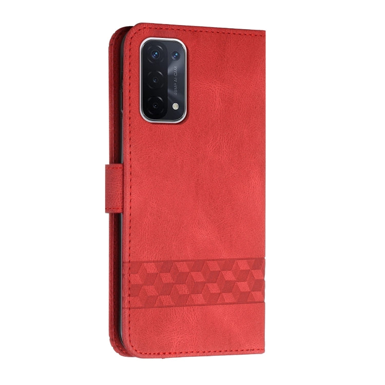 For OPPO A54 4G Cubic Skin Feel Flip Leather Phone Case