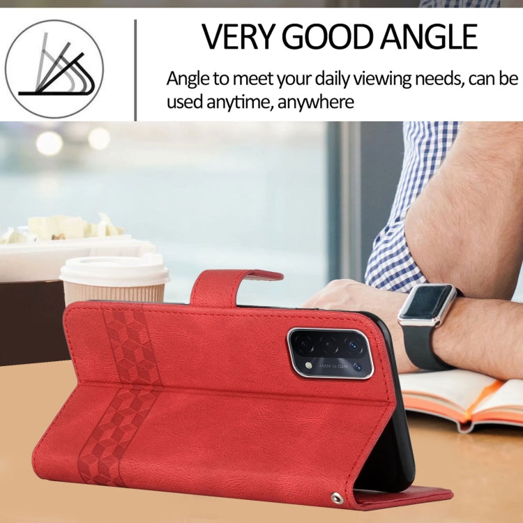 For OPPO A54 4G Cubic Skin Feel Flip Leather Phone Case