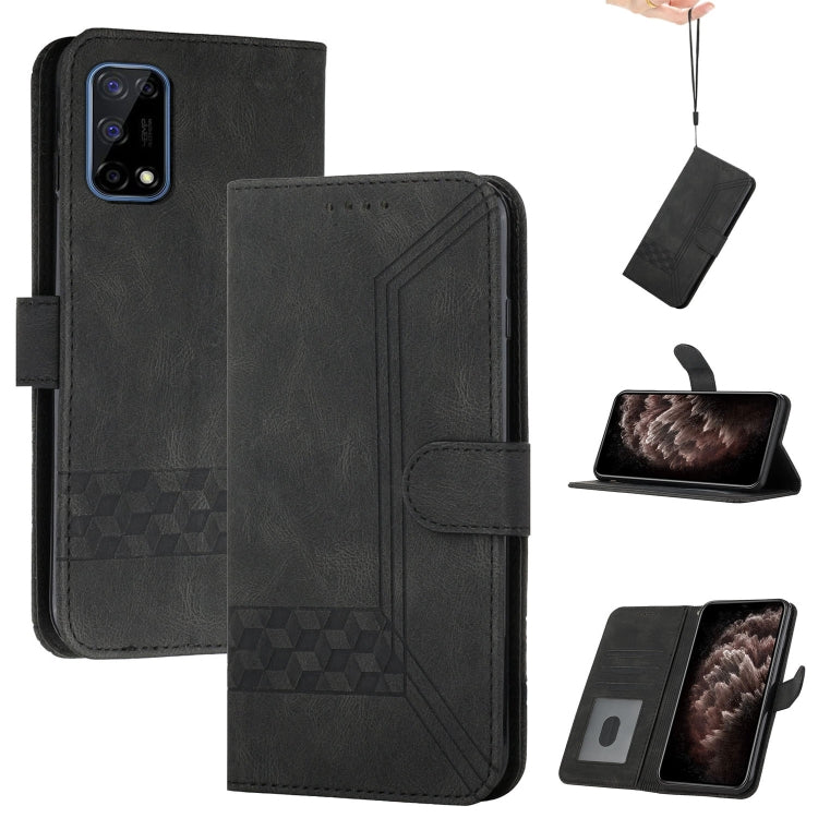For OPPO Realme 7 Pro 5G Cubic Skin Feel Flip Leather Phone Case