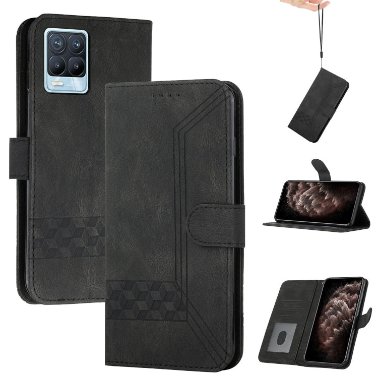 For OPPO Realme 8 5G Cubic Skin Feel Flip Leather Phone Case
