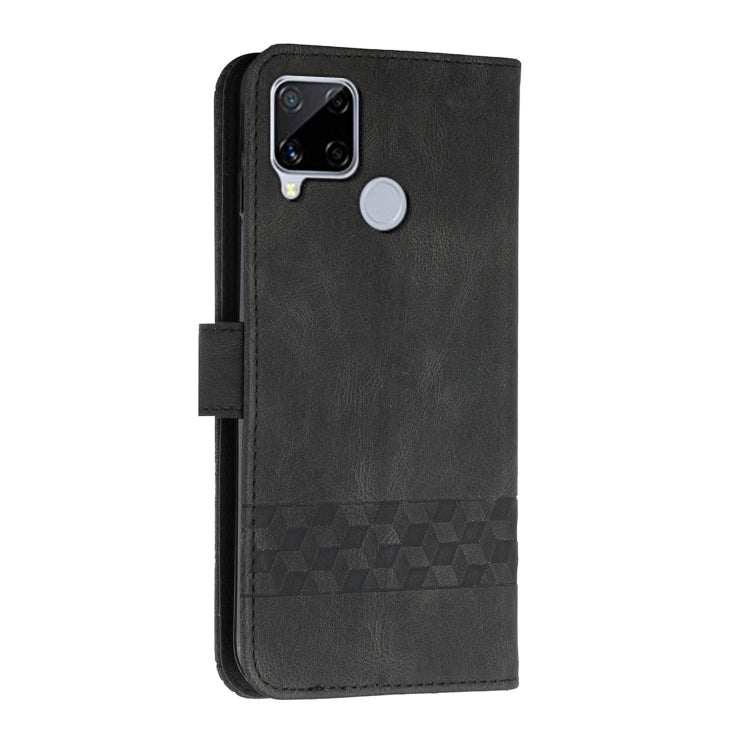 For OPPO Realme C12 / C15 Cubic Skin Feel Flip Leather Phone Case