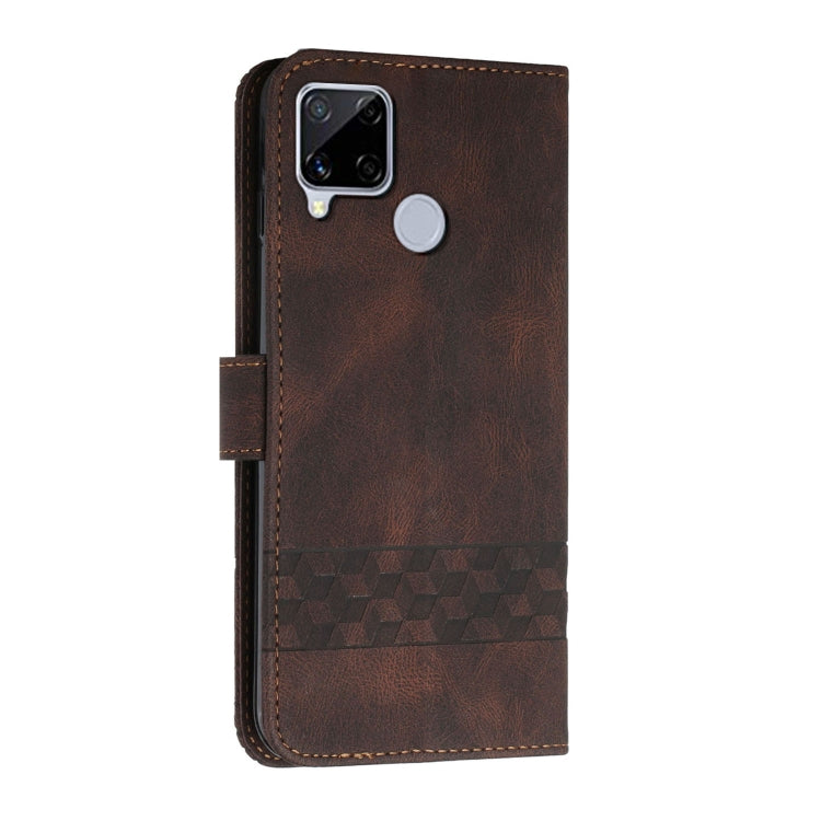 For OPPO Realme C12 / C15 Cubic Skin Feel Flip Leather Phone Case