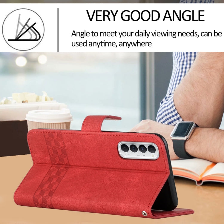 For OPPO Reno4 Pro 4G Cubic Skin Feel Flip Leather Phone Case