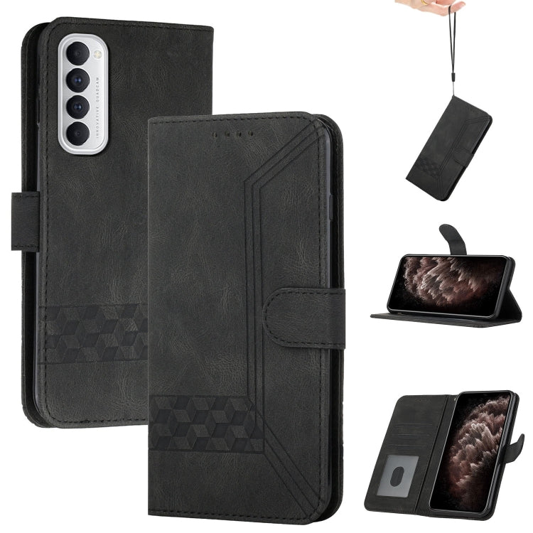 For OPPO Reno4 Pro 4G Cubic Skin Feel Flip Leather Phone Case