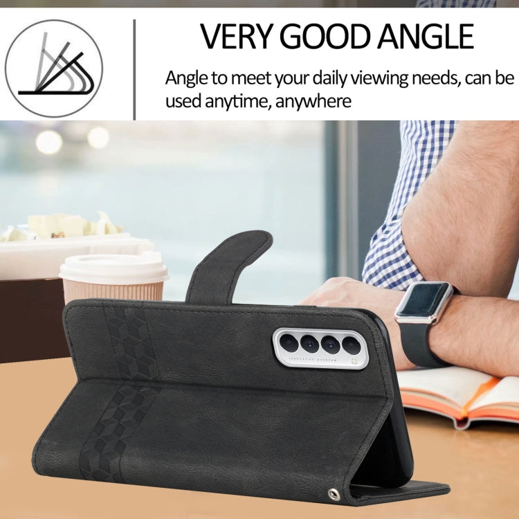 For OPPO Reno4 Pro 4G Cubic Skin Feel Flip Leather Phone Case