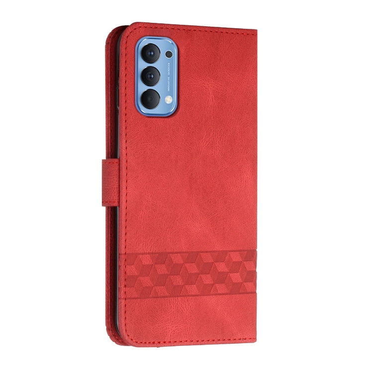 For OPPO Reno4 Pro 5G Cubic Skin Feel Flip Leather Phone Case