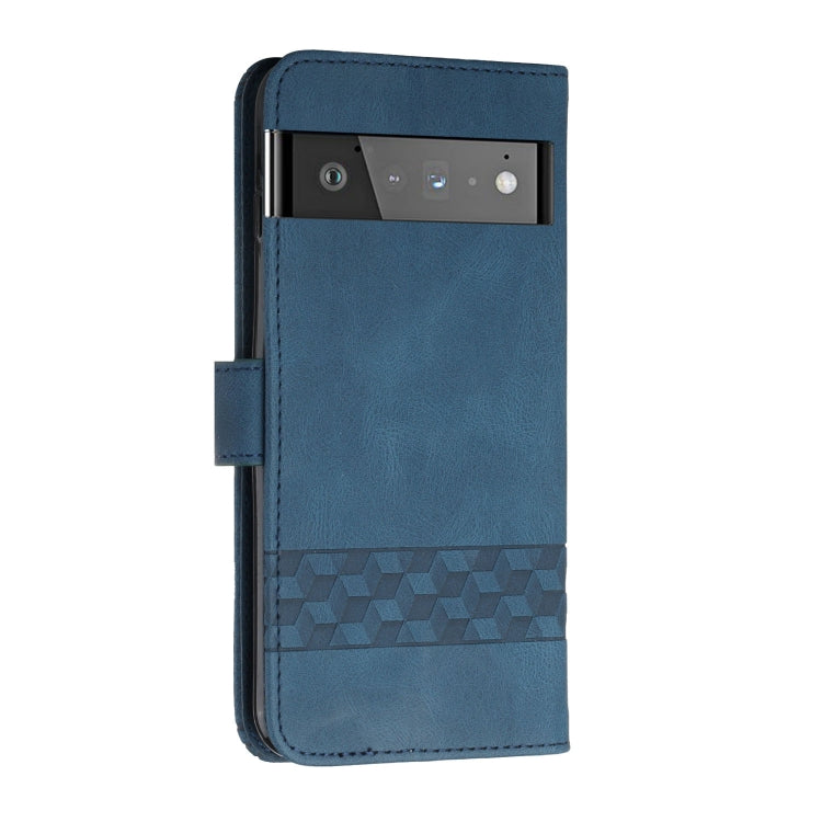 For Google Pixel 6 Pro Cubic Skin Feel Flip Leather Phone Case