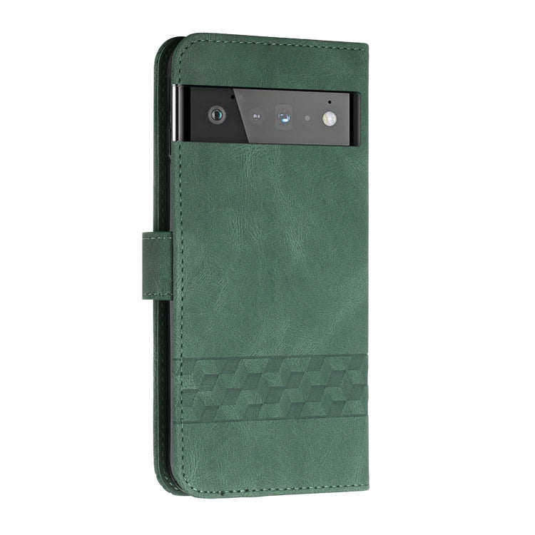 For Google Pixel 6 Pro Cubic Skin Feel Flip Leather Phone Case