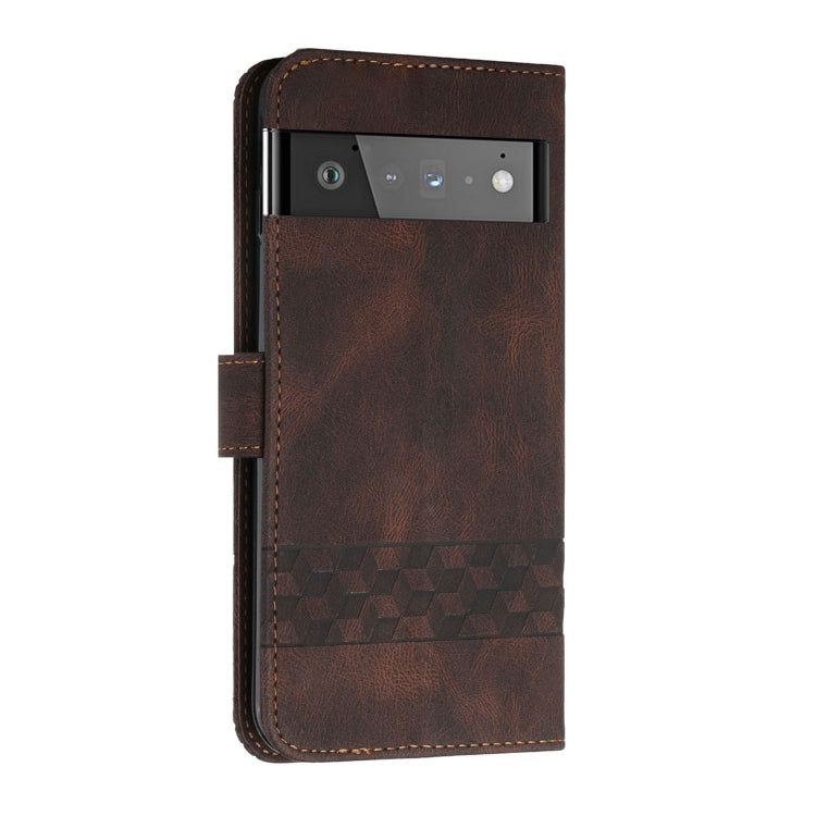 For Google Pixel 6 Pro Cubic Skin Feel Flip Leather Phone Case