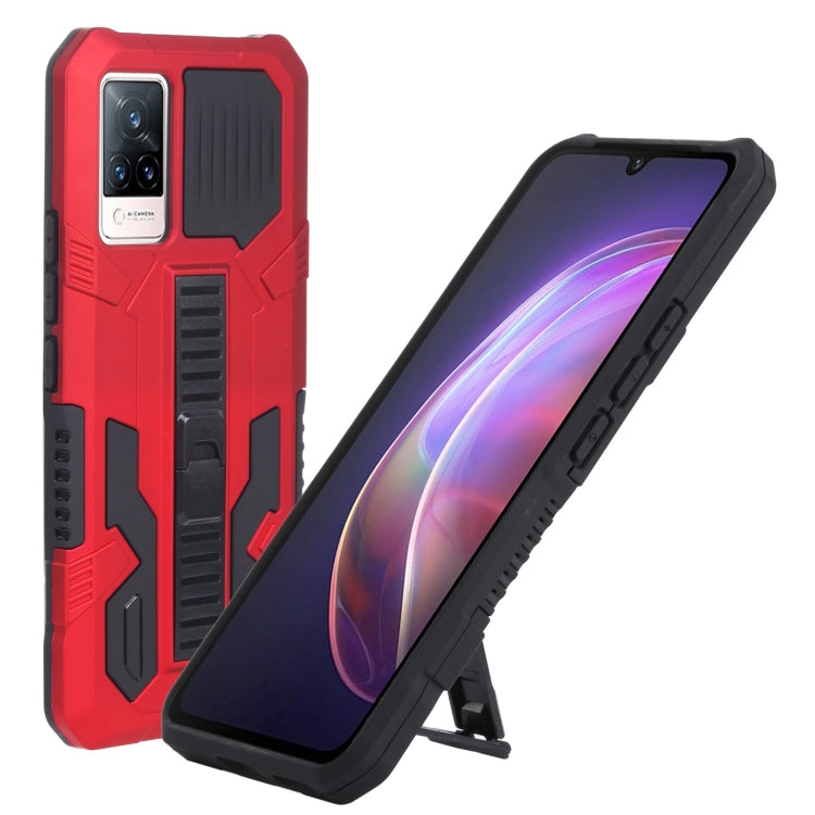 For vivo V21 Vanguard Warrior All Inclusive Double-color Shockproof TPU + PC Phone Case with Holder