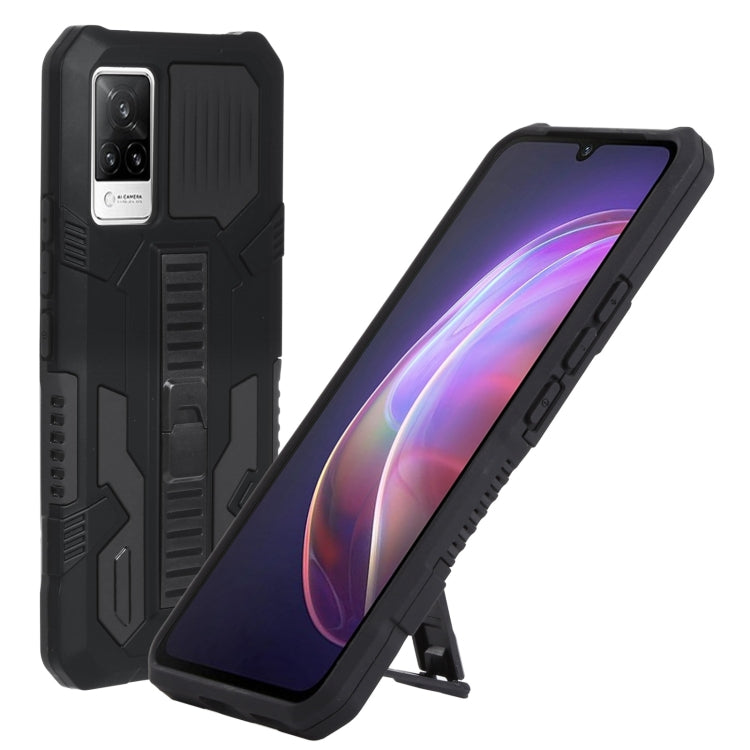 For vivo V21 Vanguard Warrior All Inclusive Double-color Shockproof TPU + PC Phone Case with Holder