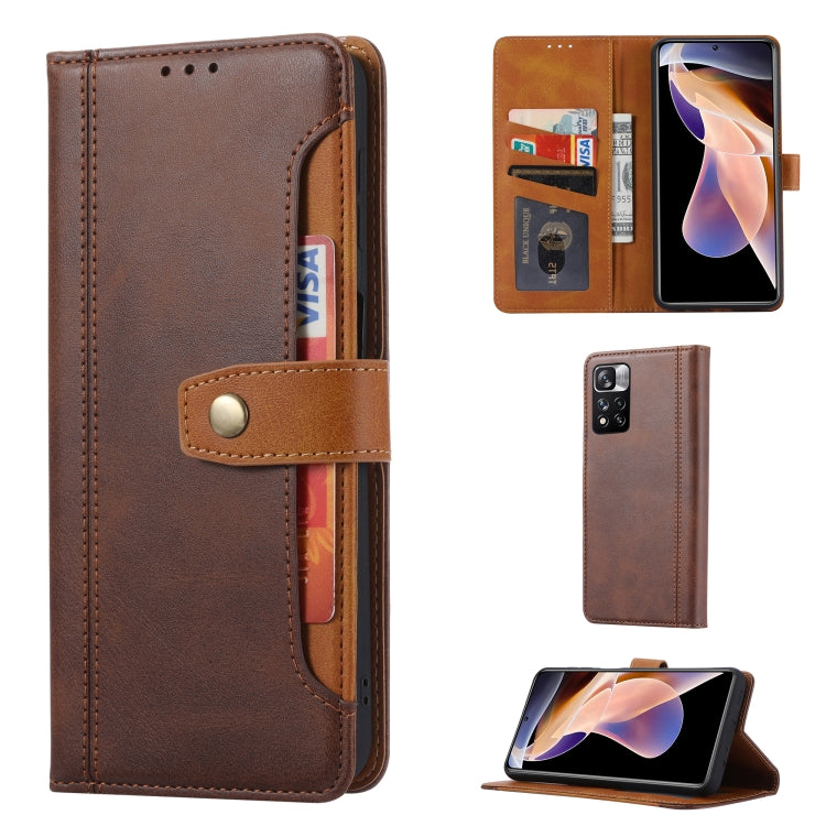 For Xiaomi Redmi Note 11/Poco M4 Pro Calf Texture Double Fold Leather Phone Case