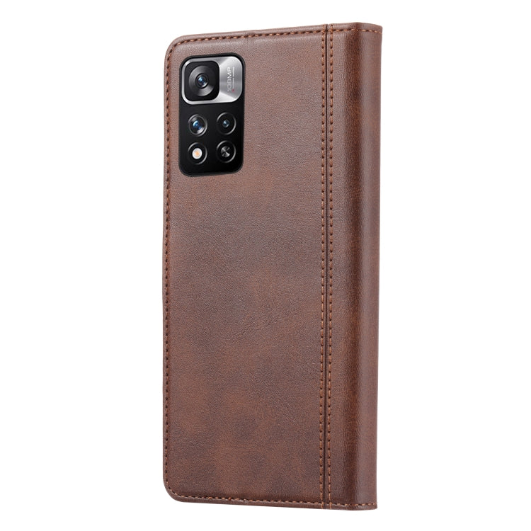 For Xiaomi Redmi Note 11/Poco M4 Pro Calf Texture Double Fold Leather Phone Case