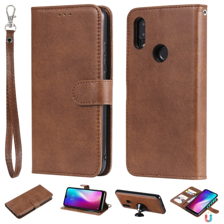 For Xiaomi Redmi 7 Solid Color Horizontal Flip Protective Case with Holder & Card Slots & Wallet & Photo Frame & Lanyard