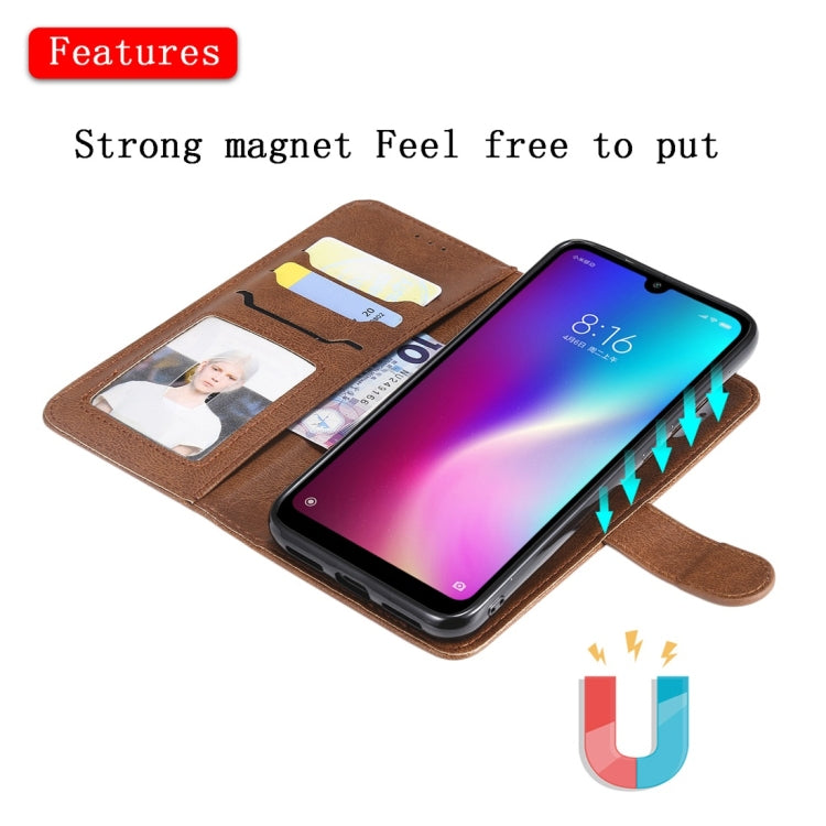 For Xiaomi Redmi 7 Solid Color Horizontal Flip Protective Case with Holder & Card Slots & Wallet & Photo Frame & Lanyard