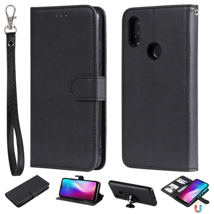 For Xiaomi Redmi 7 Solid Color Horizontal Flip Protective Case with Holder & Card Slots & Wallet & Photo Frame & Lanyard
