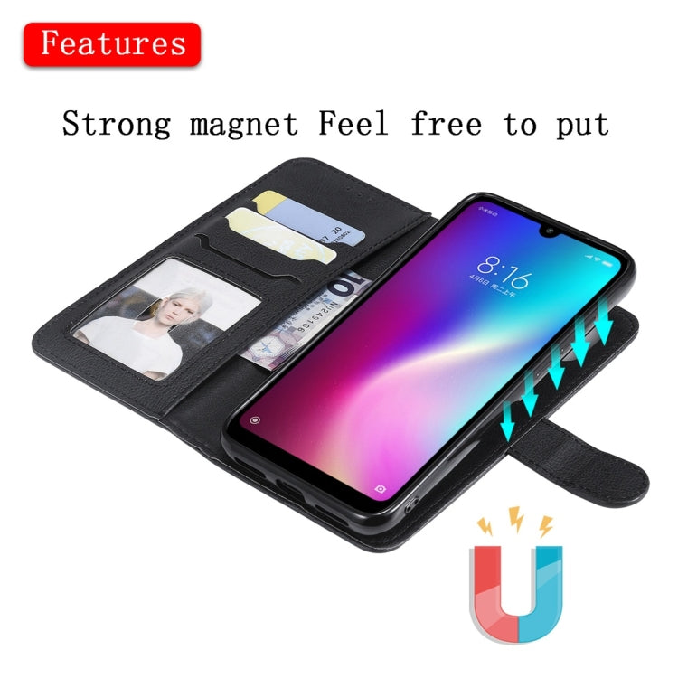 For Xiaomi Redmi 7 Solid Color Horizontal Flip Protective Case with Holder & Card Slots & Wallet & Photo Frame & Lanyard