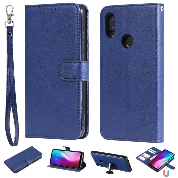 For Xiaomi Redmi 7 Solid Color Horizontal Flip Protective Case with Holder & Card Slots & Wallet & Photo Frame & Lanyard