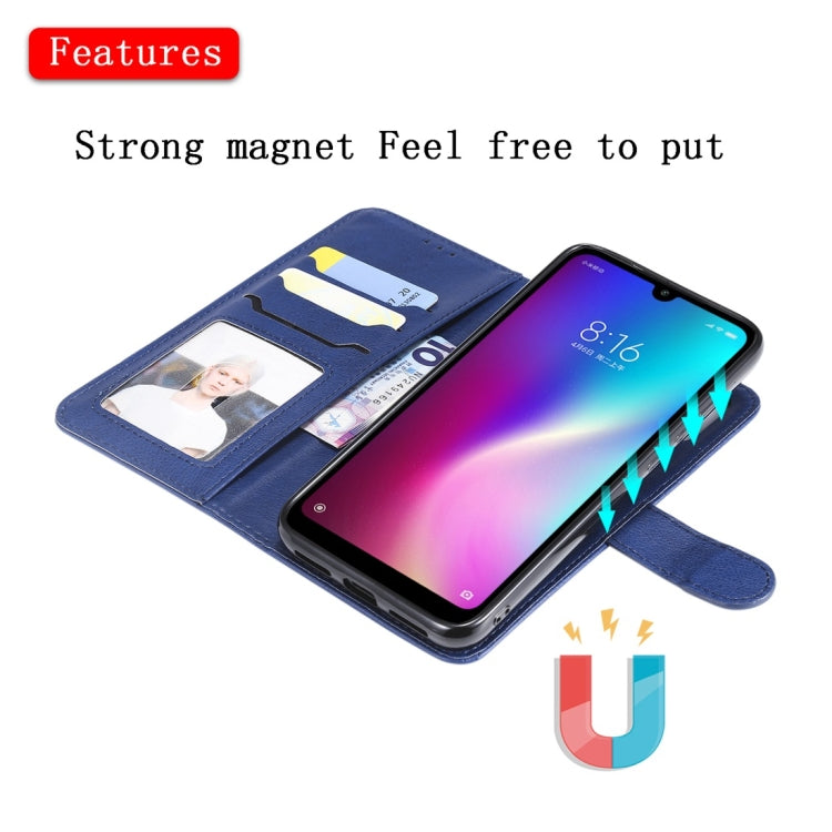 For Xiaomi Redmi 7 Solid Color Horizontal Flip Protective Case with Holder & Card Slots & Wallet & Photo Frame & Lanyard