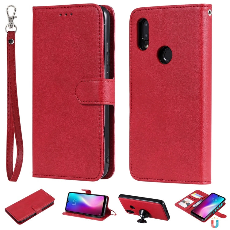 For Xiaomi Redmi 7 Solid Color Horizontal Flip Protective Case with Holder & Card Slots & Wallet & Photo Frame & Lanyard