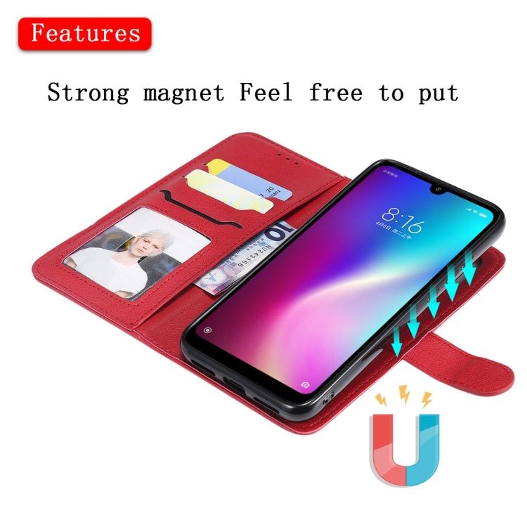 For Xiaomi Redmi 7 Solid Color Horizontal Flip Protective Case with Holder & Card Slots & Wallet & Photo Frame & Lanyard