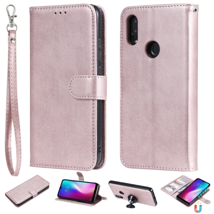 For Xiaomi Redmi 7 Solid Color Horizontal Flip Protective Case with Holder & Card Slots & Wallet & Photo Frame & Lanyard