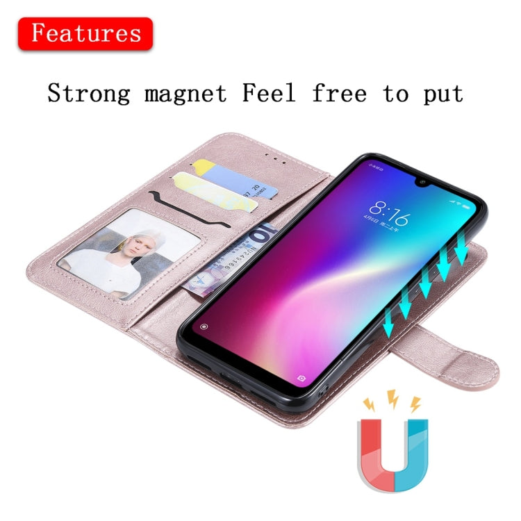 For Xiaomi Redmi 7 Solid Color Horizontal Flip Protective Case with Holder & Card Slots & Wallet & Photo Frame & Lanyard