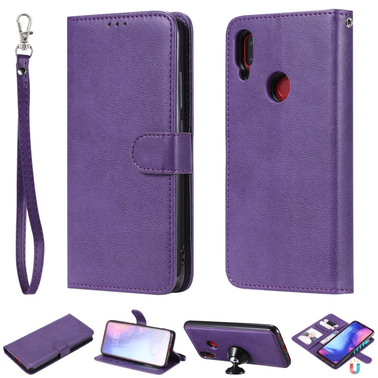 For Xiaomi Redmi Note 7 Solid Color Horizontal Flip Protective Case with Holder & Card Slots & Wallet & Photo Frame & Lanyard