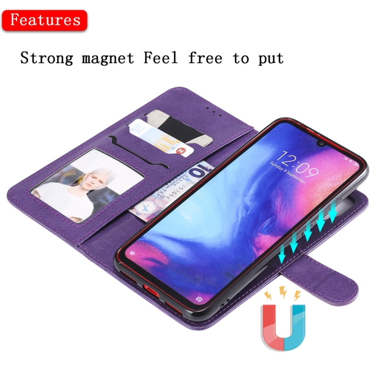 For Xiaomi Redmi Note 7 Solid Color Horizontal Flip Protective Case with Holder & Card Slots & Wallet & Photo Frame & Lanyard