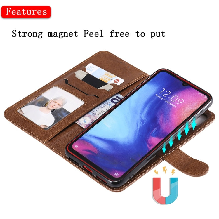 For Xiaomi Redmi Note 7 Solid Color Horizontal Flip Protective Case with Holder & Card Slots & Wallet & Photo Frame & Lanyard