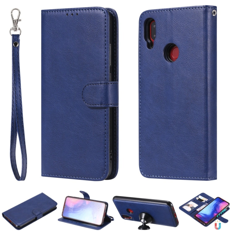 For Xiaomi Redmi Note 7 Solid Color Horizontal Flip Protective Case with Holder & Card Slots & Wallet & Photo Frame & Lanyard