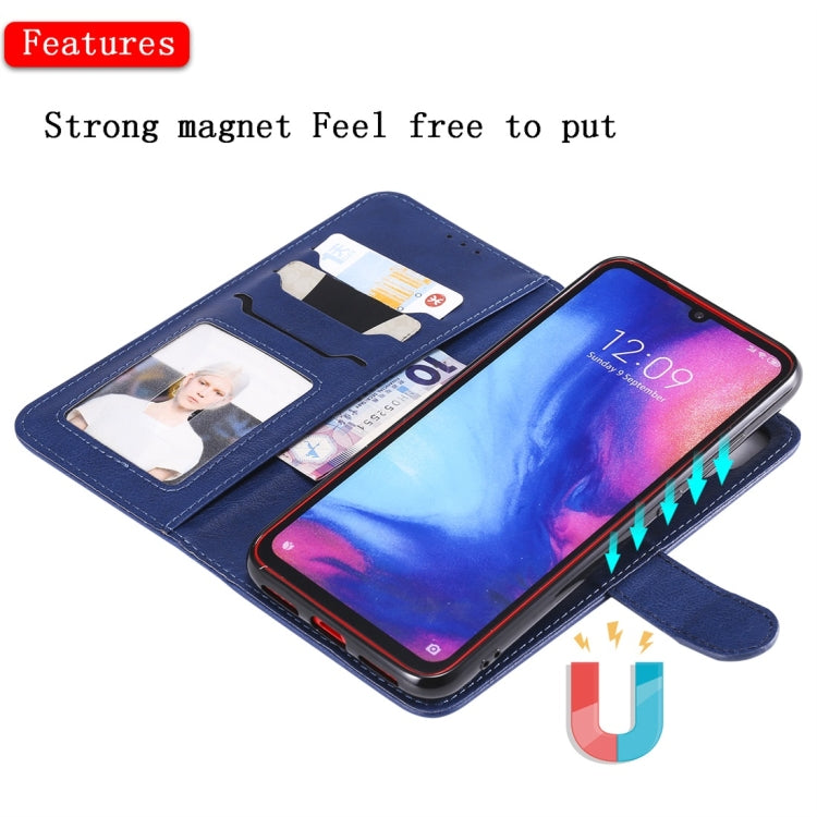 For Xiaomi Redmi Note 7 Solid Color Horizontal Flip Protective Case with Holder & Card Slots & Wallet & Photo Frame & Lanyard