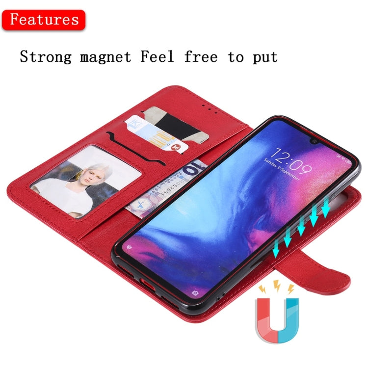 For Xiaomi Redmi Note 7 Solid Color Horizontal Flip Protective Case with Holder & Card Slots & Wallet & Photo Frame & Lanyard