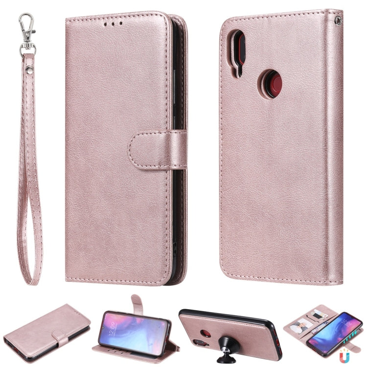 For Xiaomi Redmi Note 7 Solid Color Horizontal Flip Protective Case with Holder & Card Slots & Wallet & Photo Frame & Lanyard