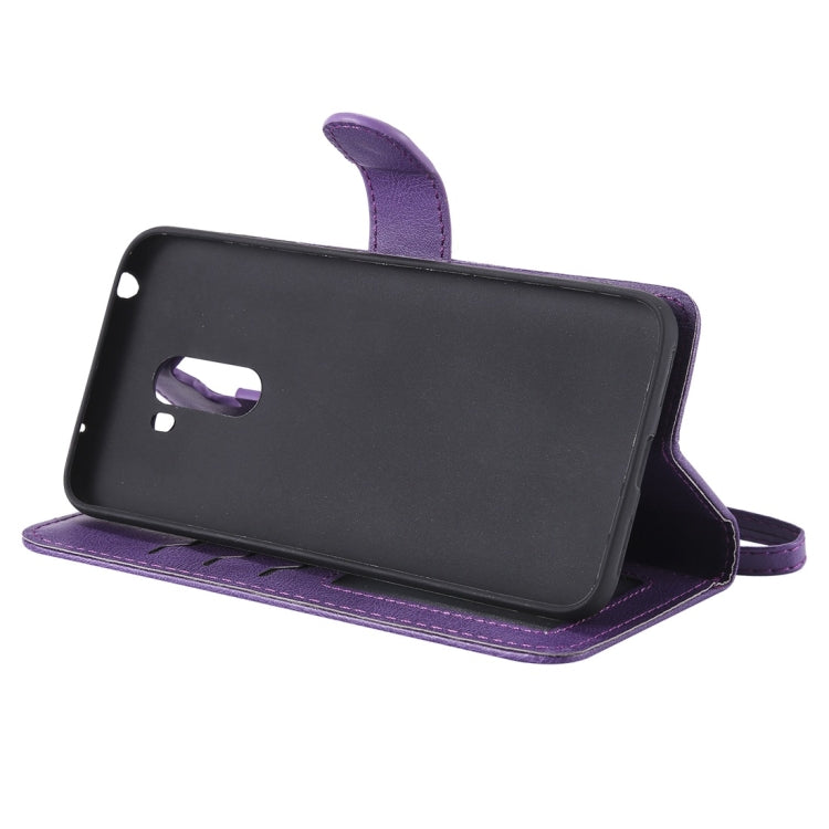 For Xiaomi Pocophone F1 Solid Color Horizontal Flip Protective Case with Holder & Card Slots & Wallet & Photo Frame & Lanyard