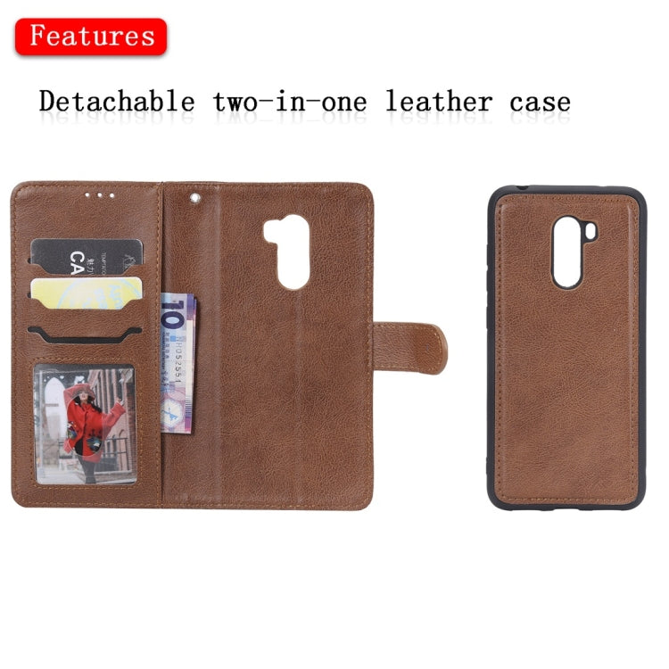 For Xiaomi Pocophone F1 Solid Color Horizontal Flip Protective Case with Holder & Card Slots & Wallet & Photo Frame & Lanyard