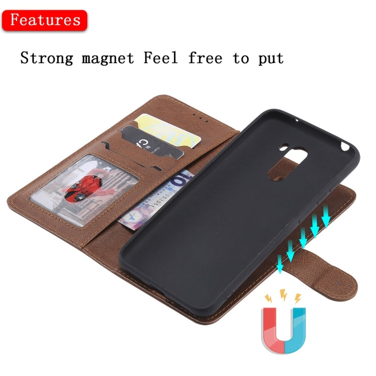 For Xiaomi Pocophone F1 Solid Color Horizontal Flip Protective Case with Holder & Card Slots & Wallet & Photo Frame & Lanyard