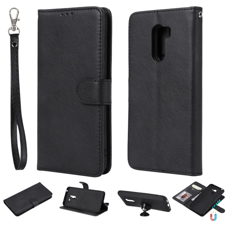 For Xiaomi Pocophone F1 Solid Color Horizontal Flip Protective Case with Holder & Card Slots & Wallet & Photo Frame & Lanyard